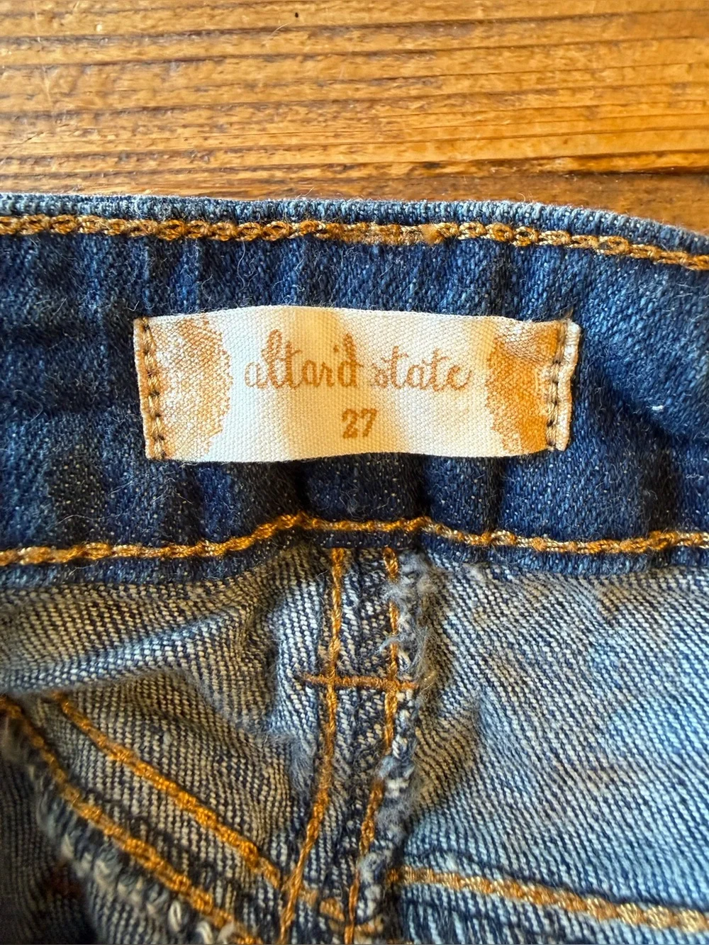P123 - Altar'd State Light Blue Crochet-Trim Denim Shorts